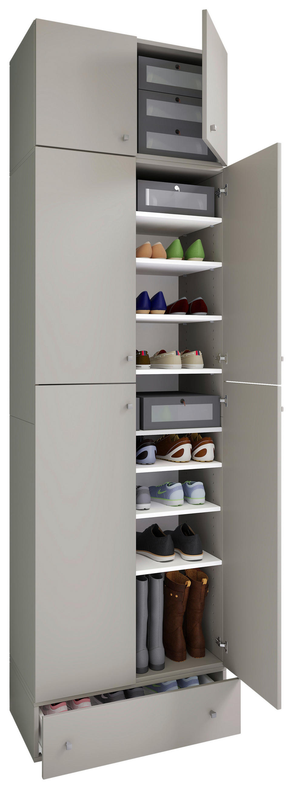 SCHUHSCHRANK Grau  - Schwarz/Grau, MODERN, Holzwerkstoff/Kunststoff (70/240/39cm) - MID.YOU