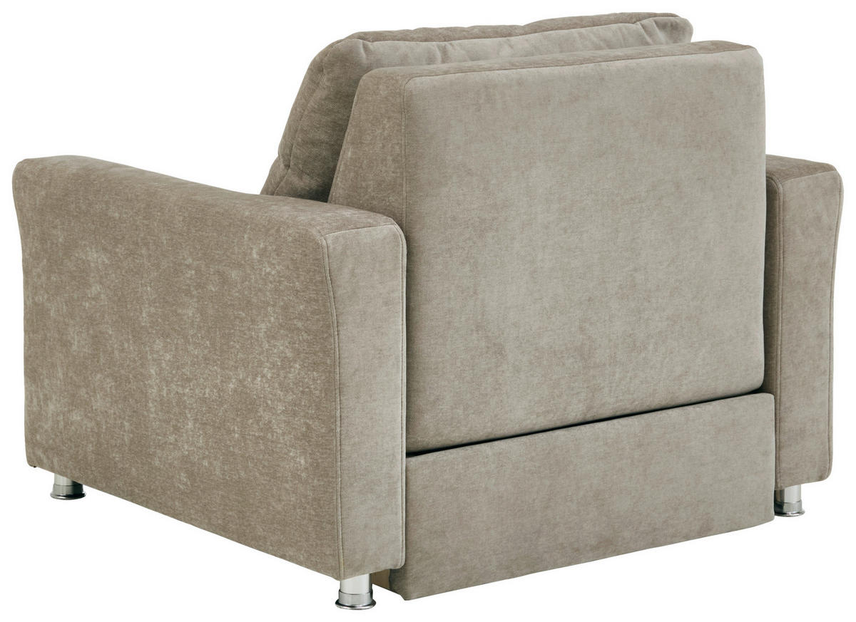 SCHLAFSESSEL Chenille Hellbraun    - Chromfarben/Hellbraun, KONVENTIONELL, Textil/Metall (106/90/100cm) - Beldomo Style