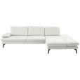 ECKSOFA  in Echtleder Weiß  308/195 cm  - Schwarz/Weiß, Design, Leder/Metall (308/195cm) - Dieter Knoll