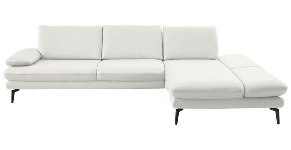 ECKSOFA  in Echtleder Weiß  308/195 cm  - Schwarz/Weiß, Design, Leder/Metall (308/195cm) - Dieter Knoll