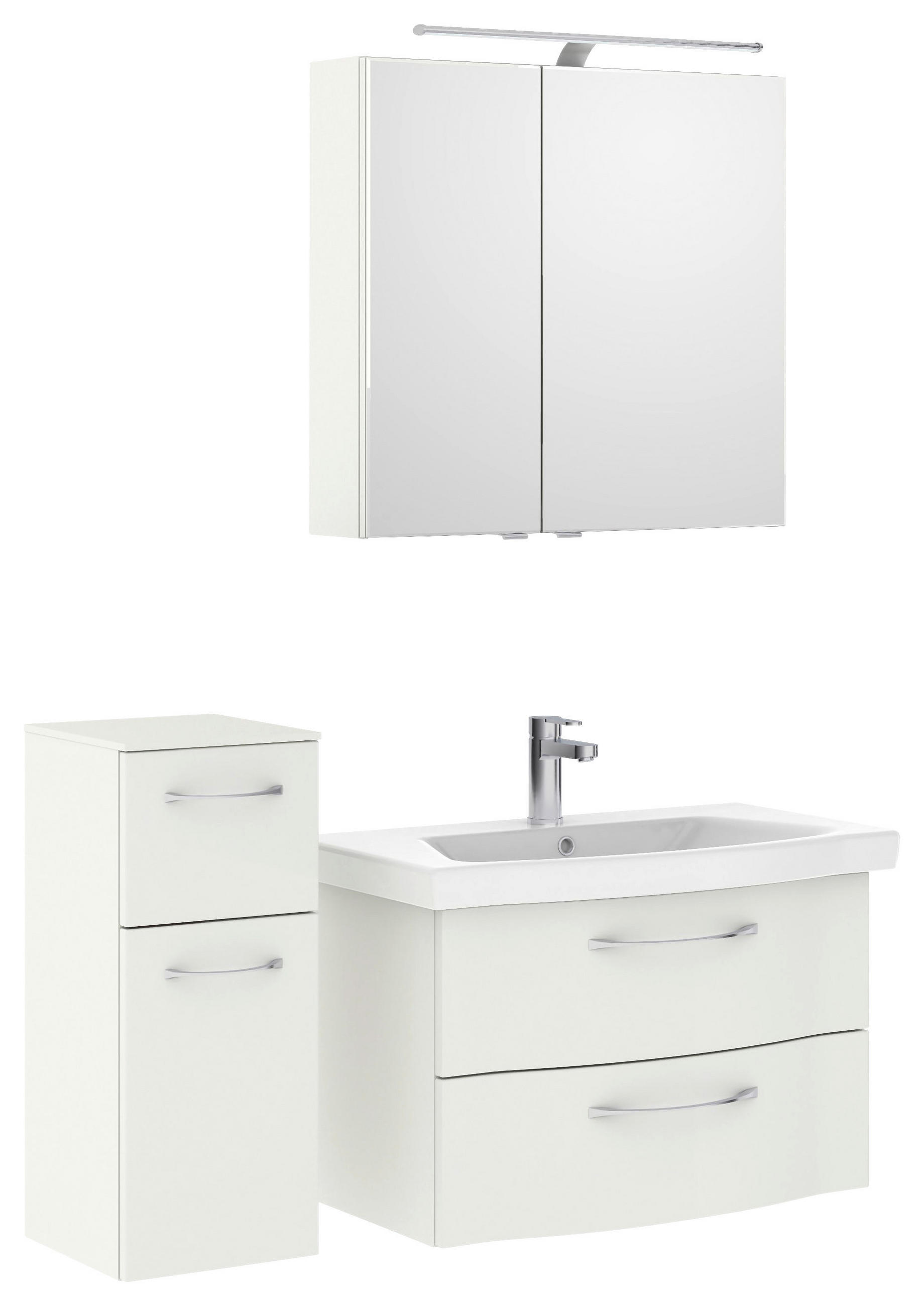 BADEZIMMER 4-teilig  in 112 cm  - Chromfarben/Weiß Hochglanz, KONVENTIONELL, Glas/Keramik (112cm) - Pelipal