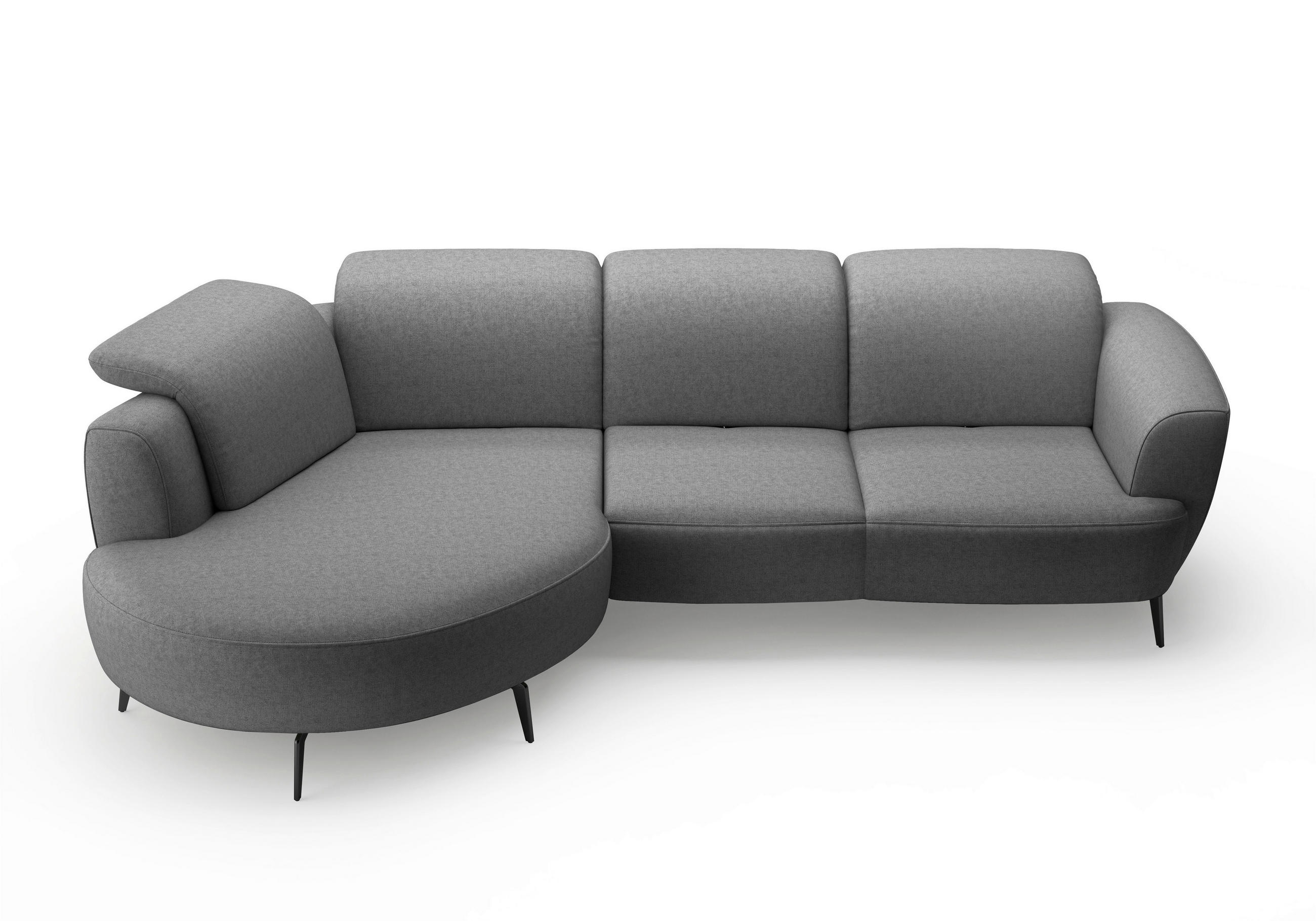 ECKSOFA in Flachgewebe Dunkelgrau  - Dunkelgrau/Schwarz, Konventionell, Textil/Metall (199/309cm) - Sit & More
