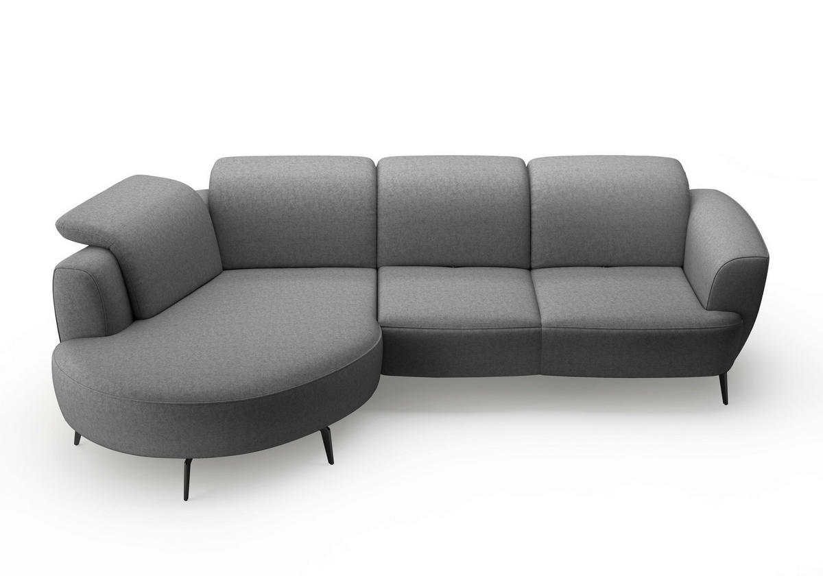 ECKSOFA in Flachgewebe Dunkelgrau  - Dunkelgrau/Schwarz, Konventionell, Textil/Metall (199/309cm) - Sit & More