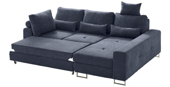 ECKSOFA Dunkelgrau Flachgewebe  - Dunkelgrau, Design, Textil/Metall (260/188cm) - Hom`in