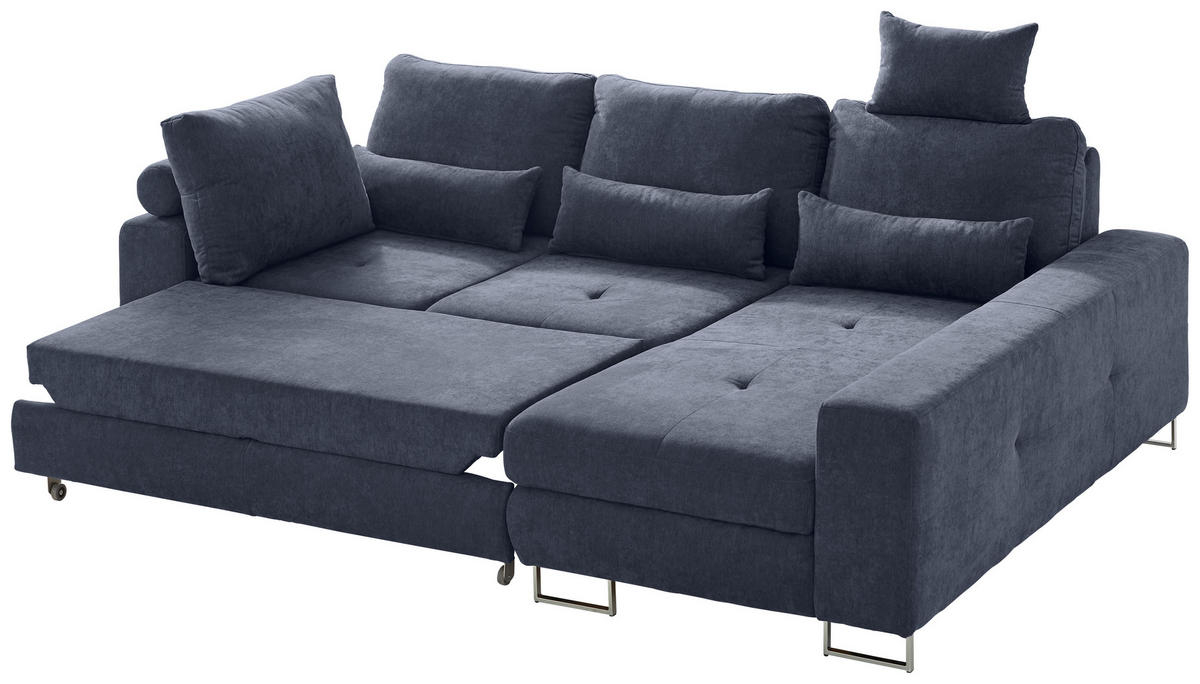 ECKSOFA in Flachgewebe Dunkelgrau  - Dunkelgrau, Design, Textil/Metall (260/188cm) - Hom`in