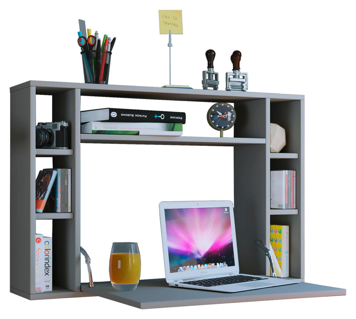 LAPTOPTISCH 90/20/60 cm klappbar, Wandmontage, Regal  - Grau, KONVENTIONELL, Holzwerkstoff (90/20/60cm) - MID.YOU