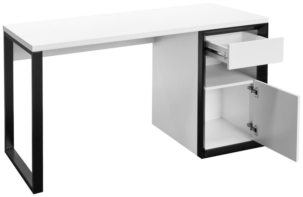 ÍRÓASZTAL  - fekete/fehér, Modern, faalapú anyag/fém (140/59/76cm) - Livetastic