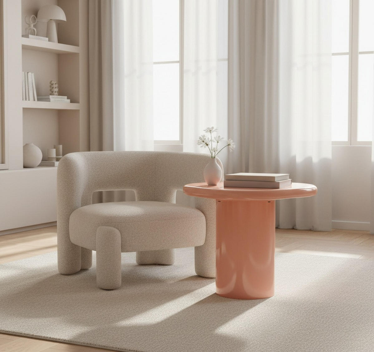 BEISTELLTISCH 57,5/39-46/50,5 cm Rosa organisch  - Rosa, LIFESTYLE, Holzwerkstoff (57,5/39-46/50,5cm) - Novel