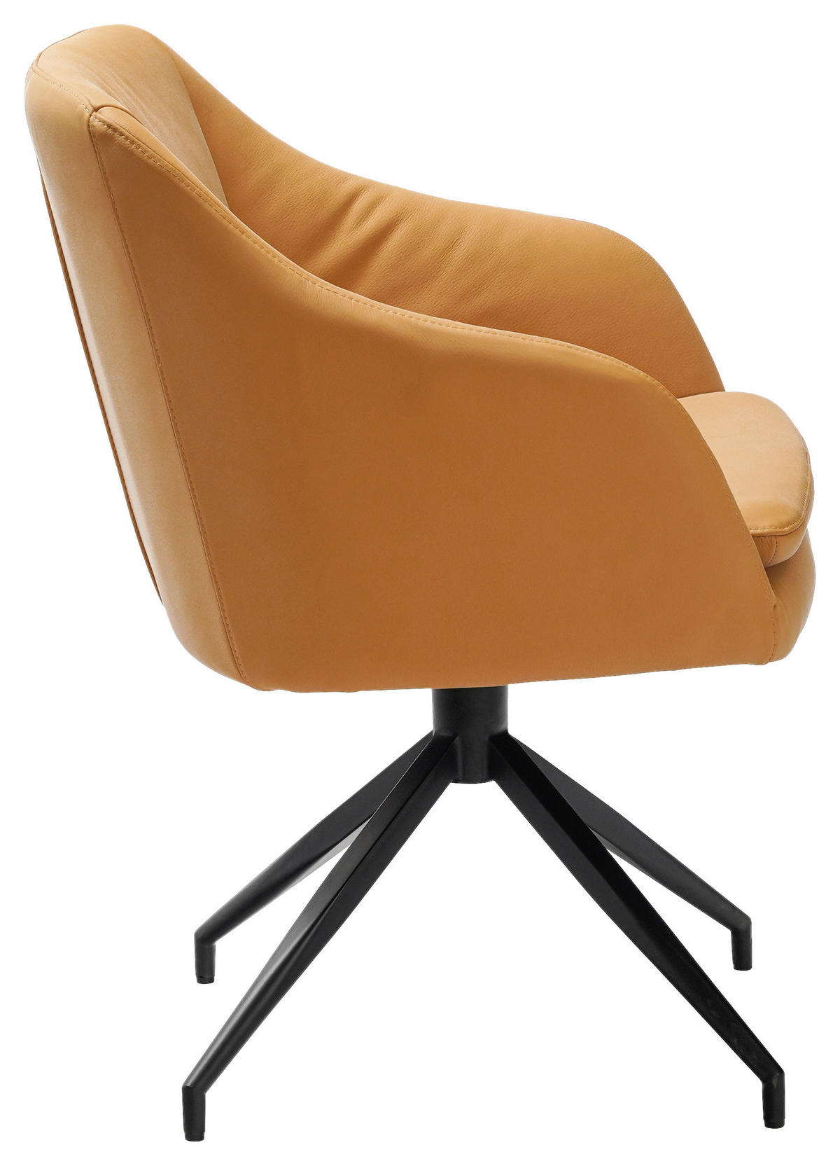 ARMLEHNSTUHL  in Eisen Echtleder pigmentiert  - Cognac/Schwarz, Design, Leder/Metall (61/83/61.5cm) - Cassando
