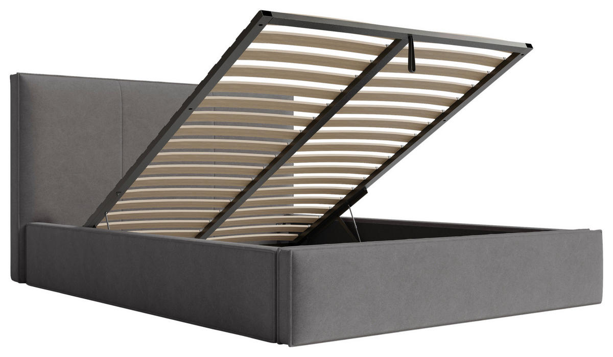 POLSTERBETT Bettkasten, Lattenrost 200/200 cm  in Grau  - Schwarz/Grau, Design, Holz/Textil (200/200cm) - Boxxx
