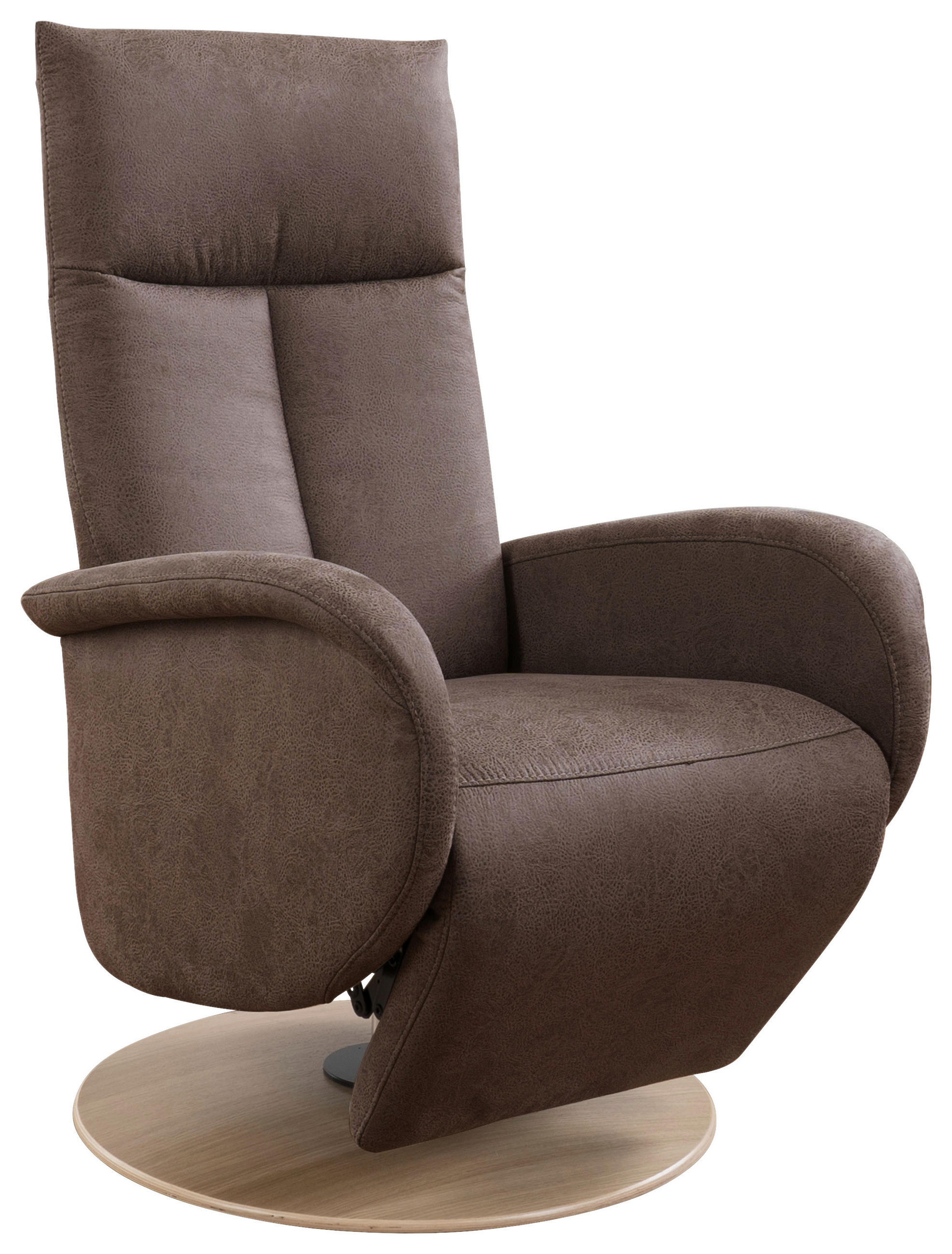 RELAXSESSEL Mikrofaser Braun  - Eiche Bianco/Braun, KONVENTIONELL, Holz/Textil (75/112/82cm) - Sit & More