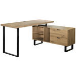 ECKSCHREIBTISCH 150/120/75 cm  in Schwarz, Eichefarben  - Eichefarben/Schwarz, KONVENTIONELL, Holzwerkstoff/Metall (150/120/75cm) - Carryhome