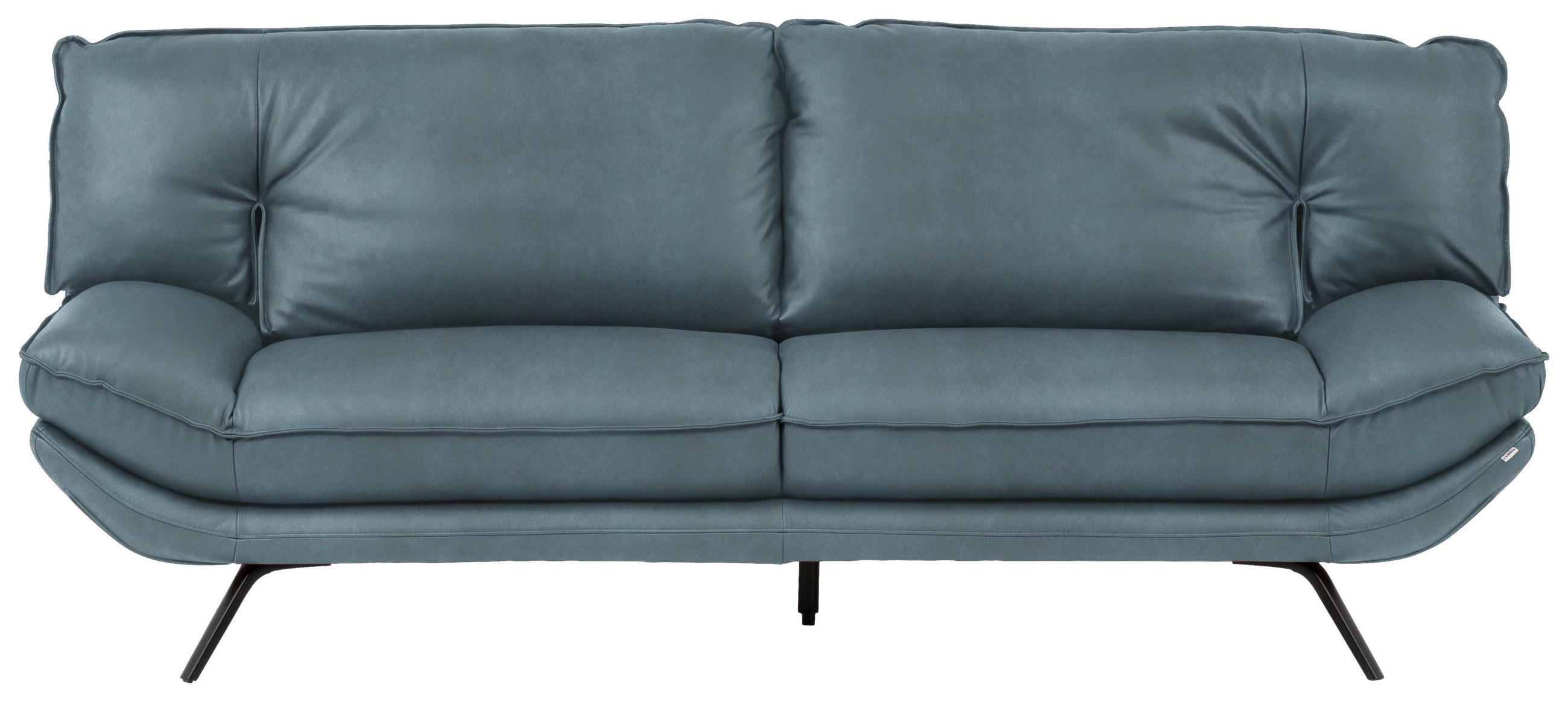 3-SITZER-SOFA in Echtleder Blau  - Blau/Schwarz, Design, Leder/Metall (226/95/95cm) - Celina