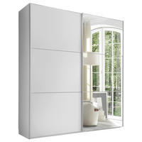 SCHWEBETÜRENSCHRANK 2-türig Weiß  - Alufarben/Weiß, KONVENTIONELL, Glas/Holzwerkstoff (200/222/68cm) - Moderano