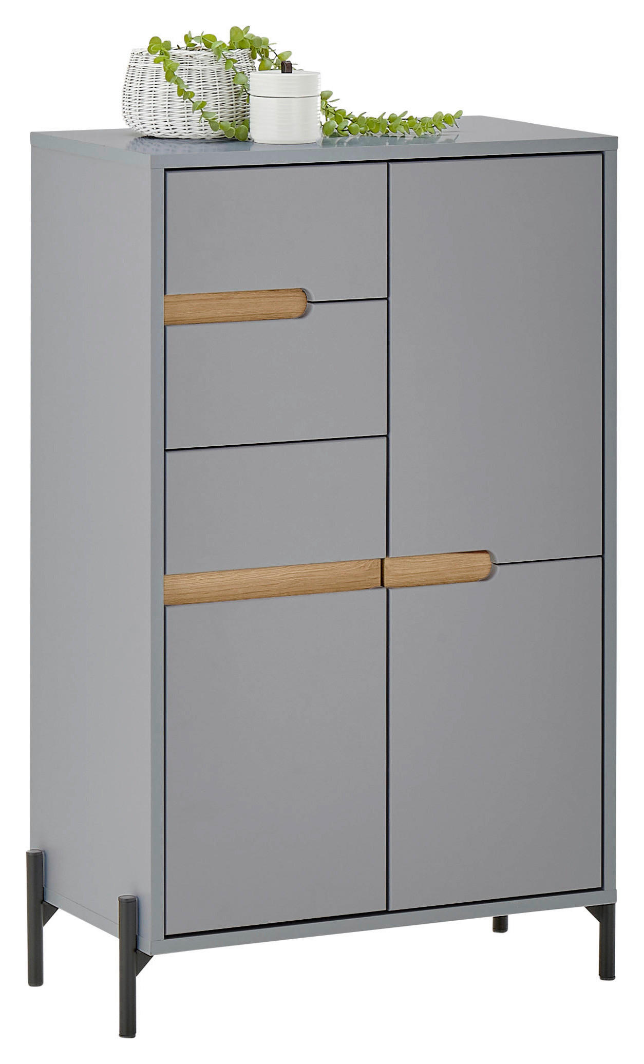 MIDISCHRANK 60/100/35 cm  - Eichefarben/Hellgrau, Basics, Holzwerkstoff/Metall (60/100/35cm) - MID.YOU