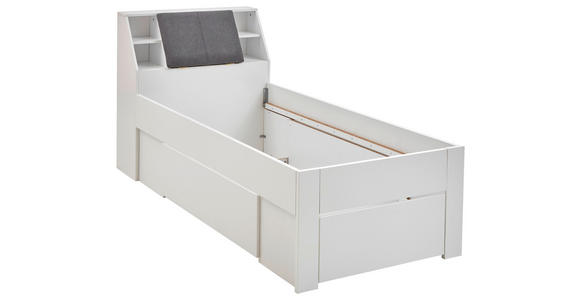 STAURAUMBETT 90/200 cm in Weiß - Weiß/Grau, KONVENTIONELL, Holzwerkstoff/Textil (90/200cm) - Carryhome