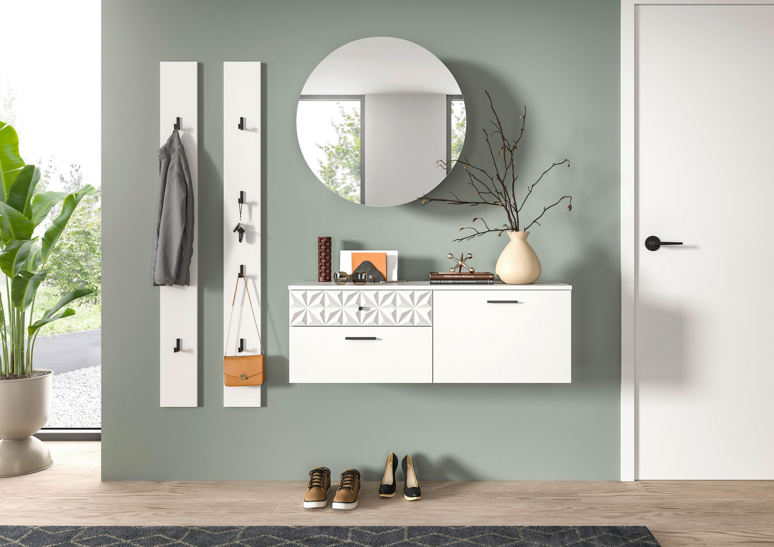 GARDEROBE 4-teilig  in 172/192/34 cm  - Design, Glas/Holzwerkstoff (172/192/34cm) - MID.YOU