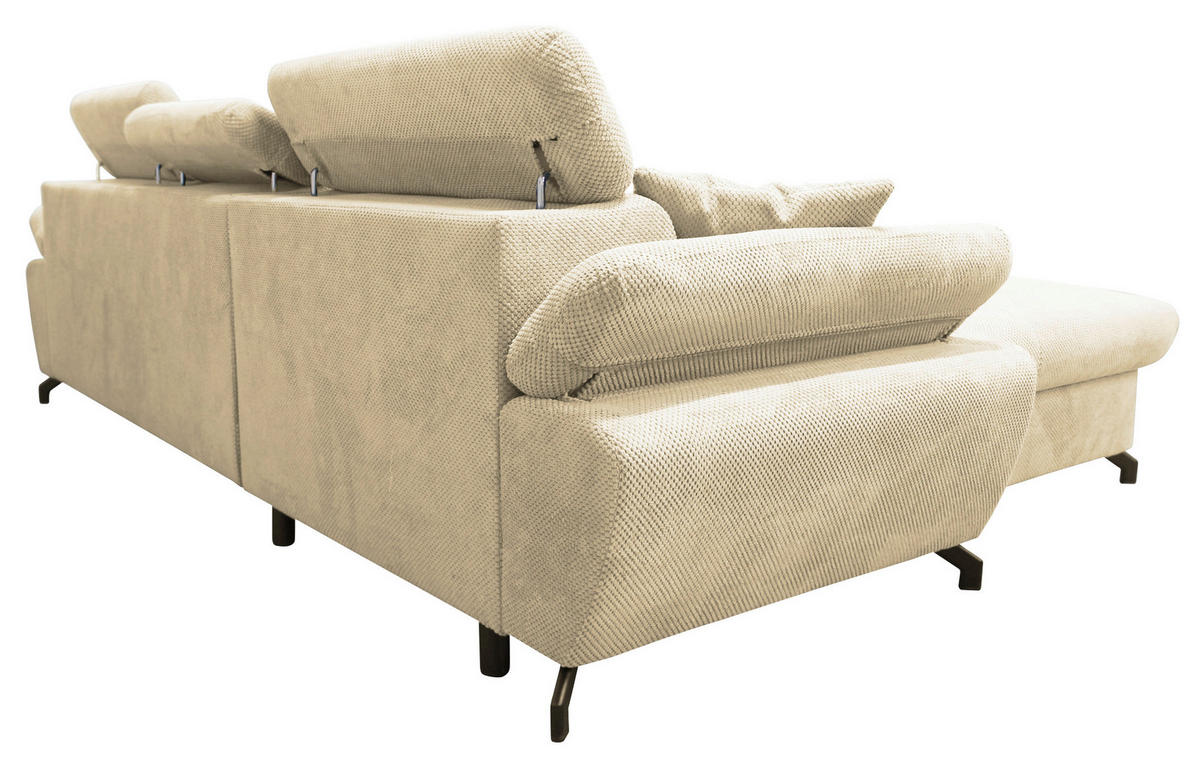 ECKSOFA OMEGA in Chenille Beige  186/280 cm  - Beige/Schwarz, Design, Textil/Metall (186/280cm) - MID.YOU