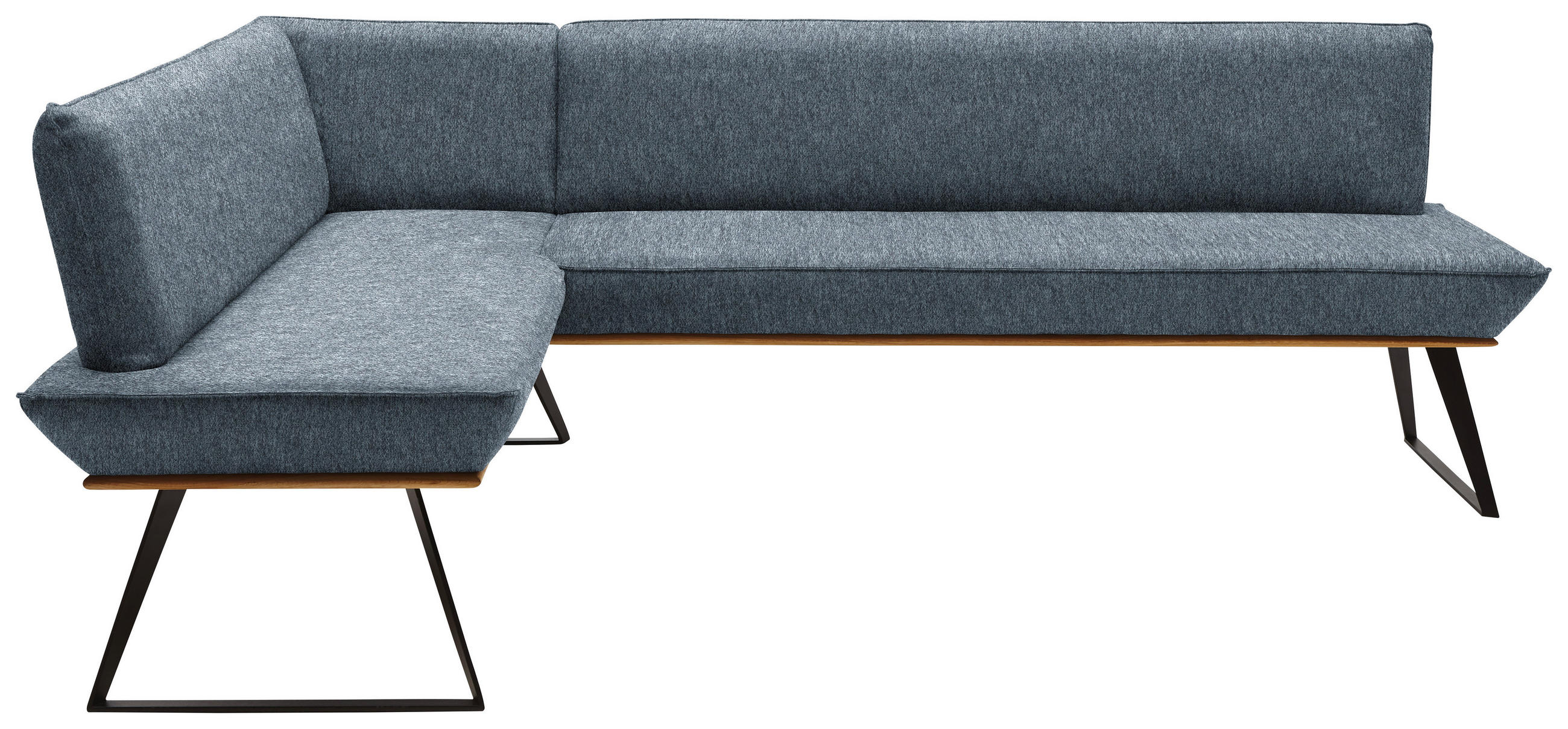 ECKBANK 183/243 cm Webstoff Anthrazit, Schwarz, Eichefarben Eiche massiv Metall   - Eichefarben/Anthrazit, Design, Holz/Textil (183/243cm) - Voleo