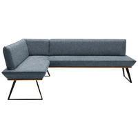 ECKBANK 183/243 cm Webstoff Anthrazit, Schwarz, Eichefarben Eiche massiv Metall   - Eichefarben/Anthrazit, Design, Holz/Textil (183/243cm) - Voleo