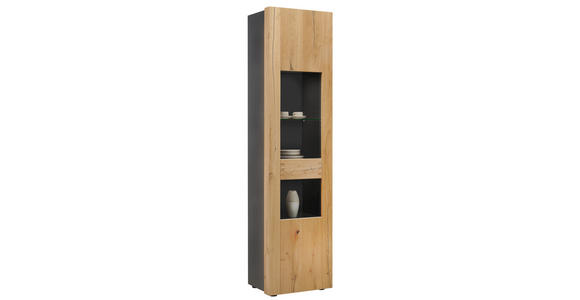 VITRINE  in furniert Asteiche Schwarz, Eichefarben - Eichefarben/Schwarz, MODERN, Glas/Holz (53/207/40cm) - Hom`in