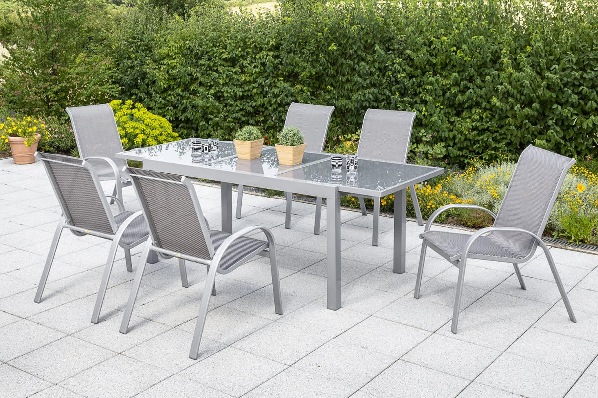 GARTENSTUHL Aluminium Braun, Silberfarben  - Silberfarben/Braun, KONVENTIONELL, Textil/Metall (56/97/76cm) - Gardenson