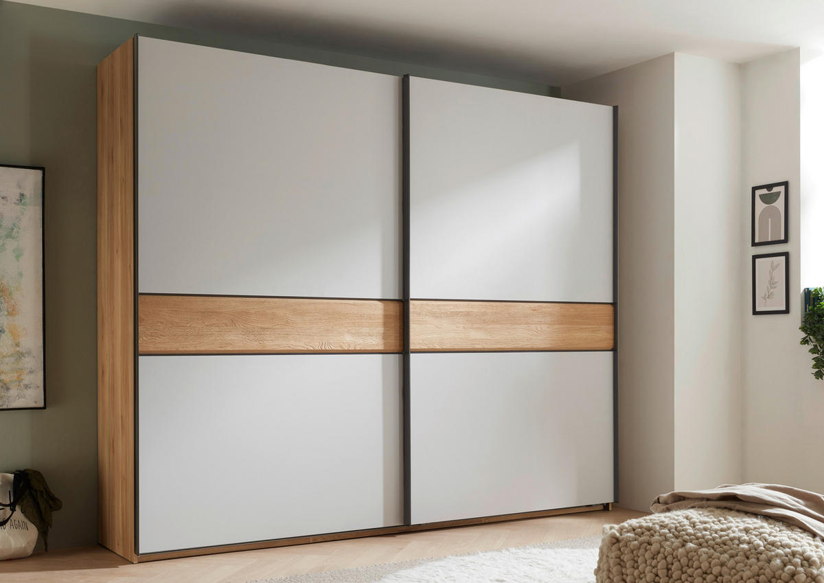 SCHWEBETÜRENSCHRANK  in Eichefarben, Hellgrau  - Eichefarben/Hellgrau, Design, Holz/Holzwerkstoff (270/225,5/60cm) - Xora
