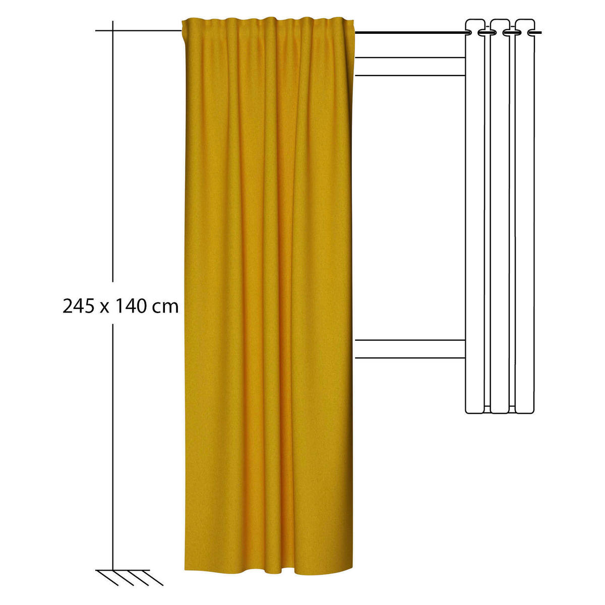 FERTIGVORHANG blickdicht  - Senfgelb, Basics, Textil (140/245cm) - Fuggerhaus
