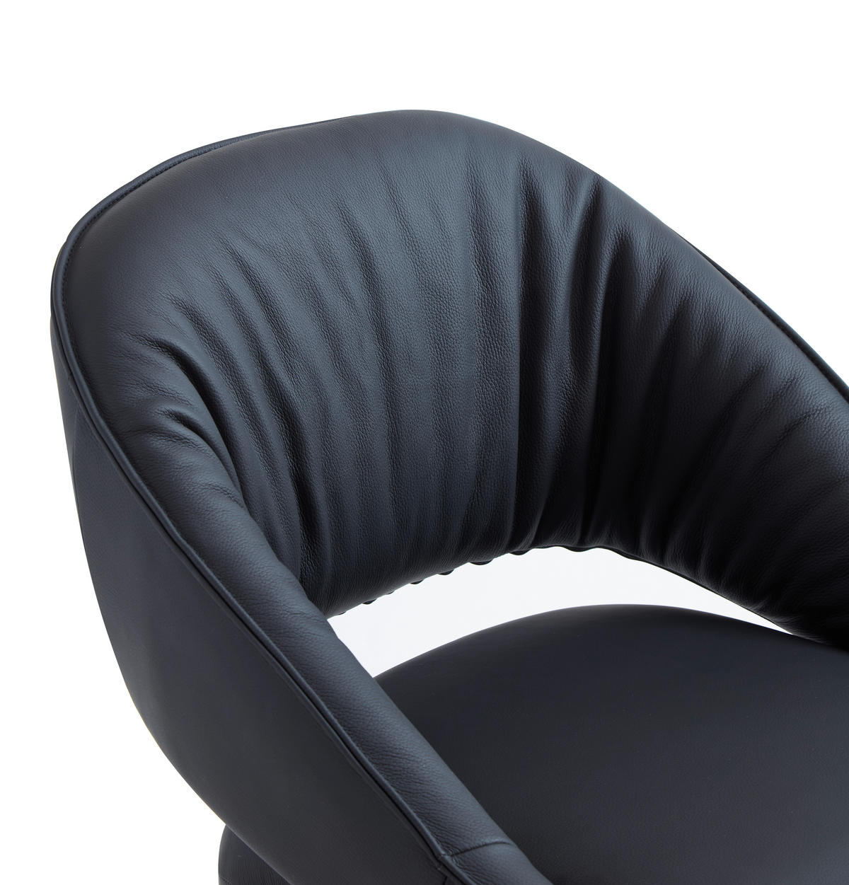 ARMLEHNSTUHL  Sitzfläche 360° drehbar, automatische Rückholfunktion  Echtleder  - Schwarz, Design, Leder/Metall (61/81/66cm) - Dieter Knoll