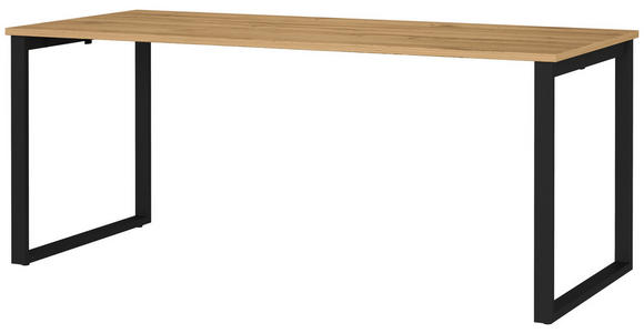 SCHREIBTISCH 180/80/75 cm  in Schwarz, Eichefarben  - Eichefarben/Schwarz, MODERN, Holzwerkstoff/Metall (180/80/75cm) - Novel