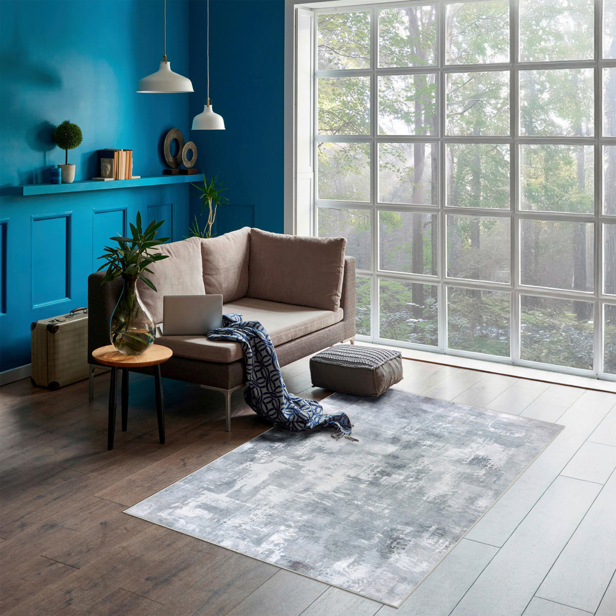 KOBEREC TKANÝ NA PLOCHO, 130/190 cm, šedá, ecru - šedá/ecru, Design, textil/plast (130/190cm) - Lindorug