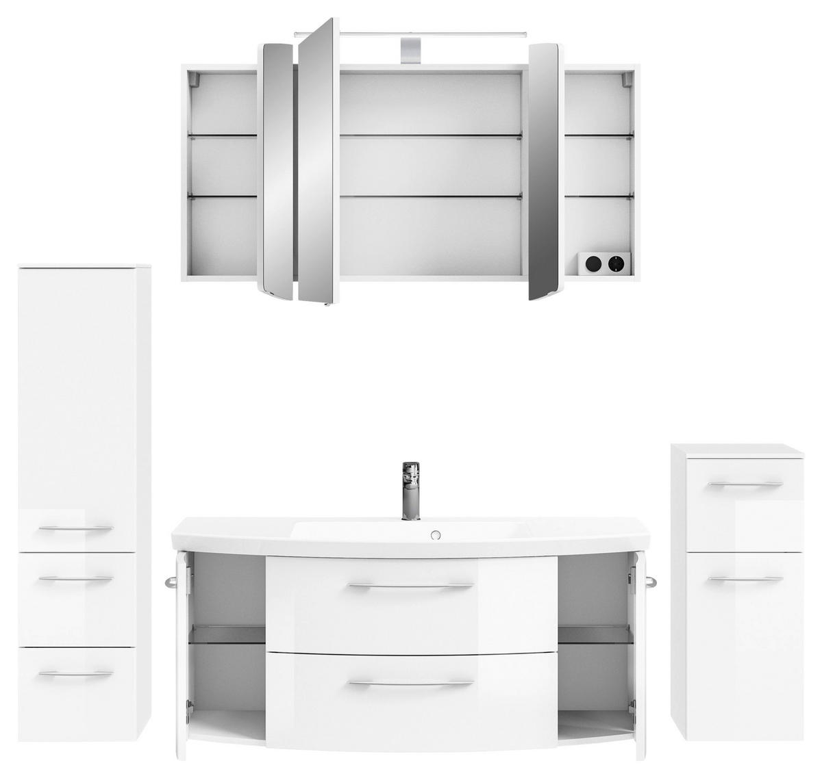 BADEZIMMER 5-teilig  in 181 cm  - Chromfarben/Weiß Hochglanz, KONVENTIONELL, Glas/Holzwerkstoff (181cm) - Pelipal