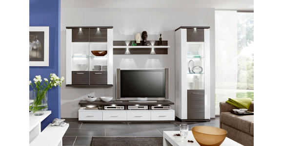 WOHNWAND  in Graphitfarben, Weiß  237,5/206/50 cm  - Silberfarben/Graphitfarben, Design, Glas/Holzwerkstoff (237,5/206/50cm) - Xora