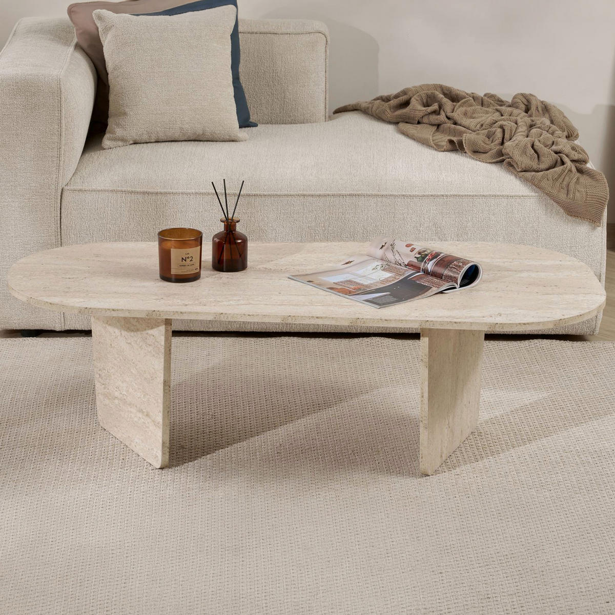 COUCHTISCH Freiform Creme  - Creme, Design, Holzwerkstoff (130/40/65cm) - MID.YOU