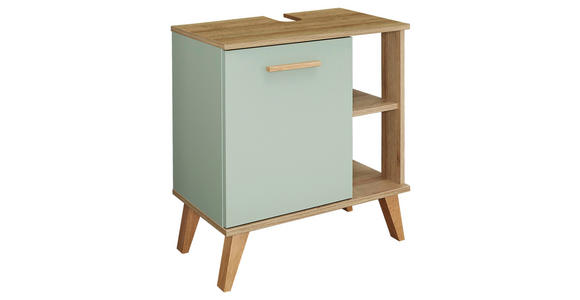 WASCHBECKENUNTERSCHRANK 60,5/65/33 cm - Eichefarben/Pastellgrün, Design, Holzwerkstoff (60,5/65/33cm) - Xora