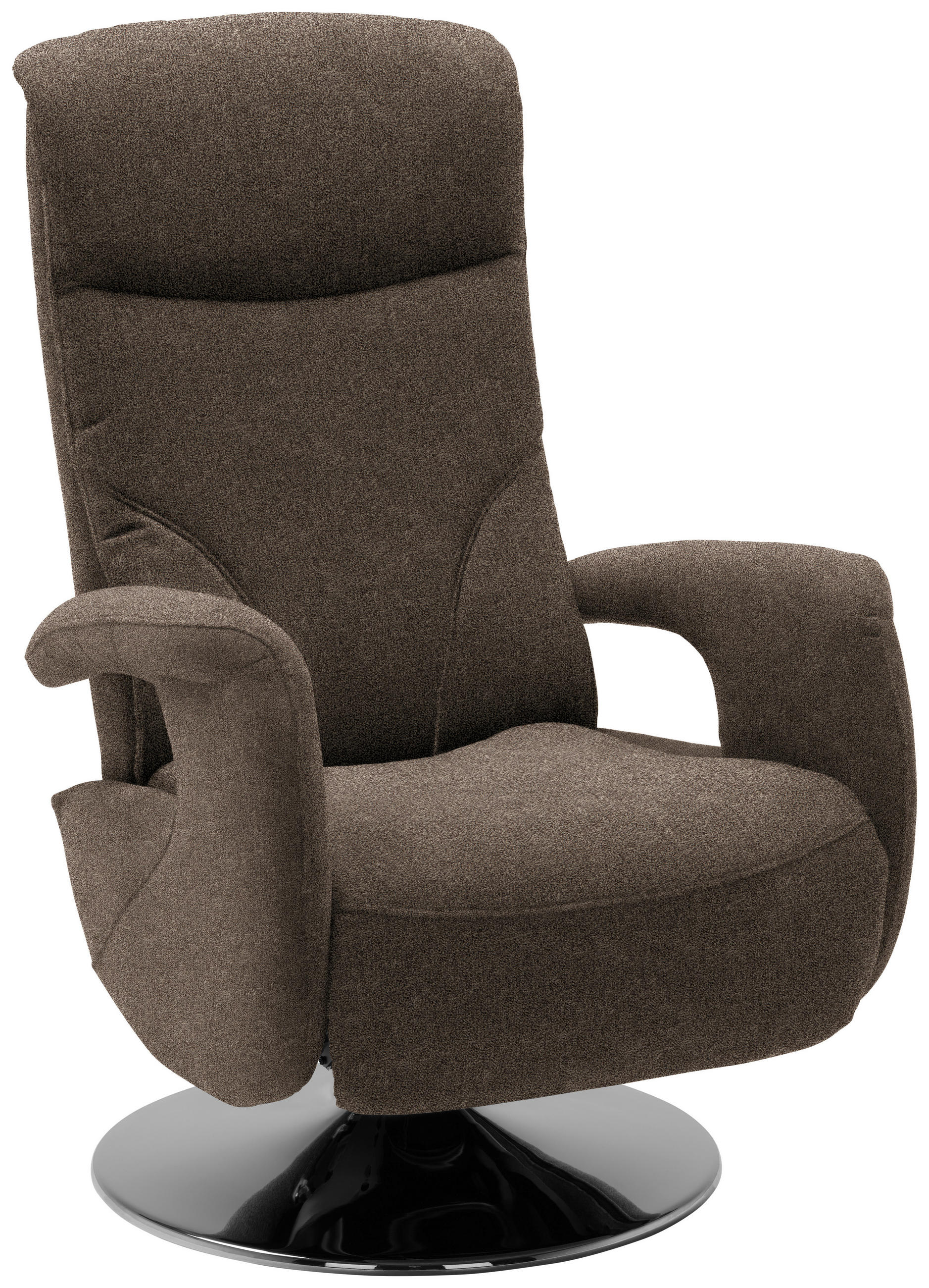RELAXSESSEL Chenille, Mikrofaser Relaxfunktion, Kopfteilverstellung    - Chromfarben/Dunkelbraun, Design, Textil/Metall (71/110/83cm) - Dieter Knoll