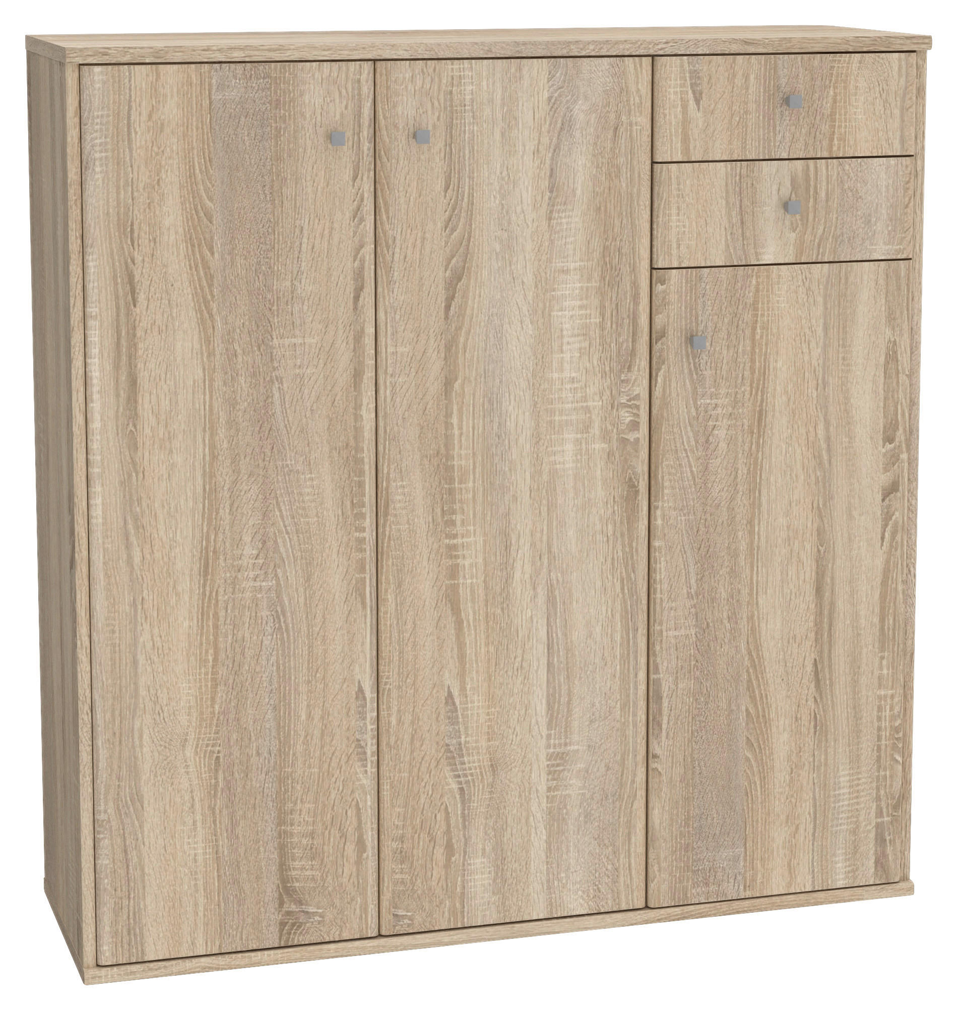 KOMMODE , 108,8/111,1/34,8 cm, 2 Schublade(n)  - Alufarben/Sonoma Eiche, Design, Holzwerkstoff/Kunststoff (108,8/111,1/34,8cm)