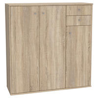 KOMODA, hrast sonoma  - barve aluminija/hrast sonoma, Design, umetna masa/leseni material (108,8/111,1/34,8cm)