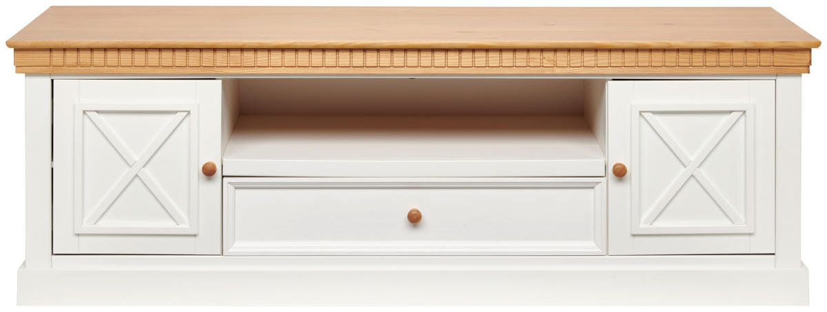 LOWBOARD 191/64/55 cm  - Naturfarben/Weiß, ROMANTIK / LANDHAUS, Holz (191/64/55cm) - MID.YOU