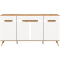 ŠIROKÁ KOMODA, biela, farba duba, 185/95/40 cm - biela/farba duba, Design, kompozitné drevo (185/95/40cm) - MID.YOU