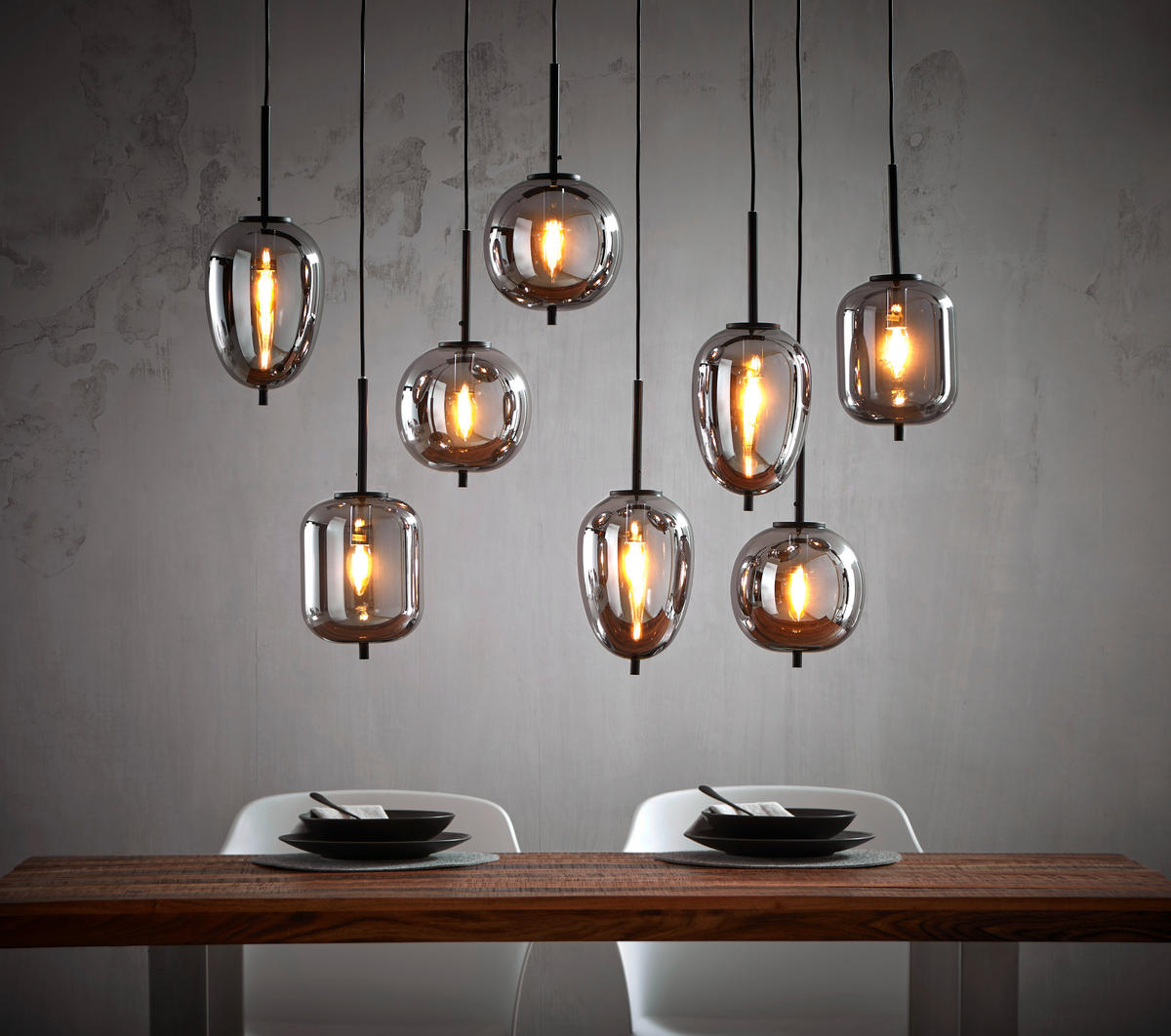 HÄNGELEUCHTE 94/34/120 cm    - Schwarz, Design, Glas/Metall (94/34/120cm) - Dieter Knoll
