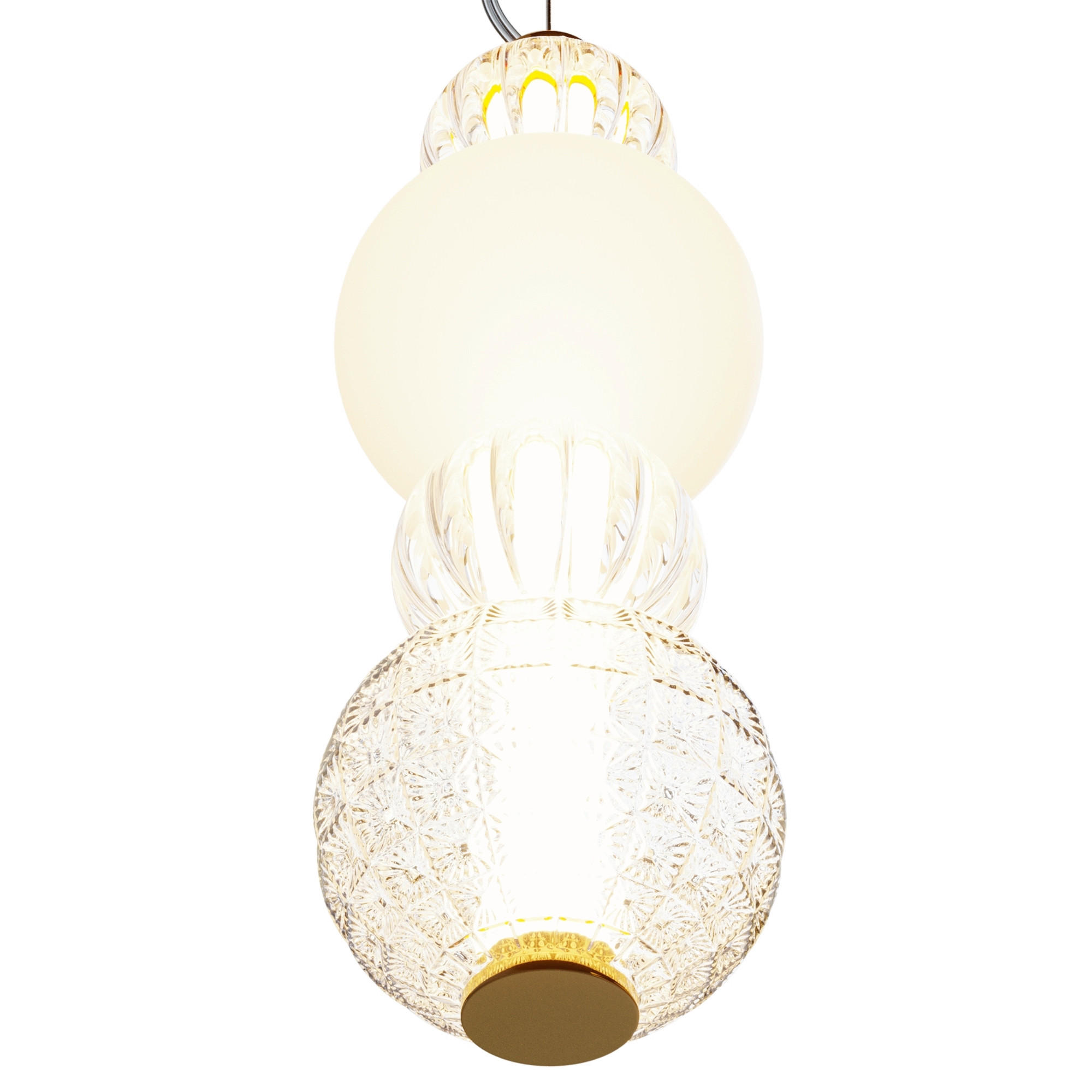 PENDELLAMPA Pendant 14.7/45 cm  - guldfärgad/transparent, Trend, metall/glas (14.7/45cm) - MAYTONI
