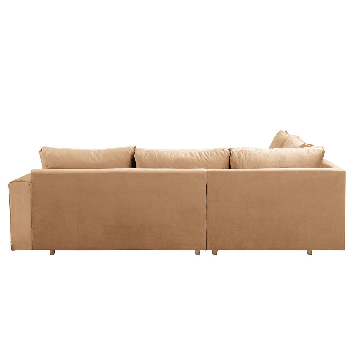 ECKSOFA inkl. Hocker Ariella in Samt Hellbraun  161/231 cm  - Hellbraun/Naturfarben, Design, Holz/Textil (161/231cm) - Livetastic
