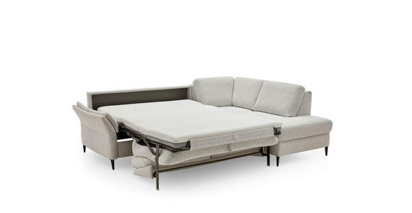 ECKSOFA  in Webstoff Ecru  - Ecru/Schwarz, KONVENTIONELL, Textil/Metall (277/201cm) - Dieter Knoll