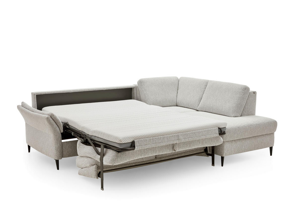 ECKSOFA Webstoff Ecru  - Ecru/Schwarz, Konventionell, Textil/Metall (277/201cm) - Dieter Knoll