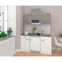 MINIKÜCHE 150 cm   in Grau, Weiss  - Weiss/Alufarben, Konventionell, Holzwerkstoff/Kunststoff (150cm) - Respekta