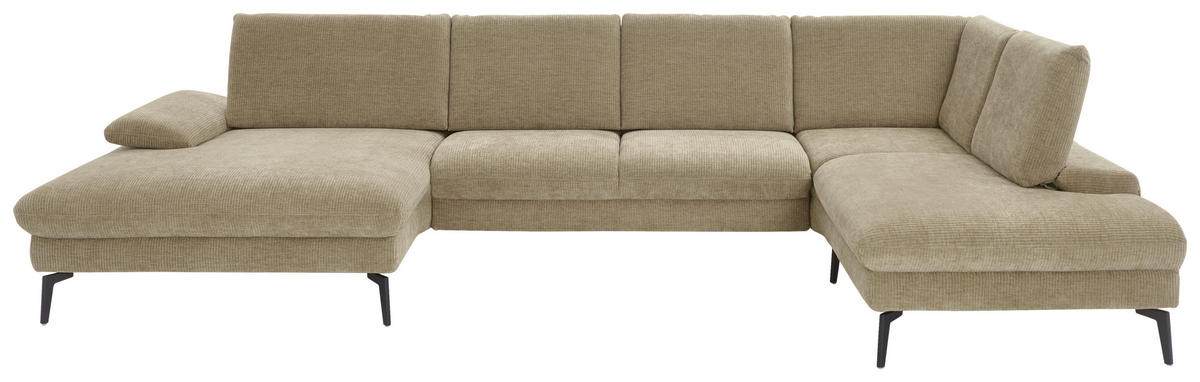 WOHNLANDSCHAFT in Webstoff Beige  - Beige/Schwarz, Design, Textil/Metall (157/354/208cm) - Dieter Knoll