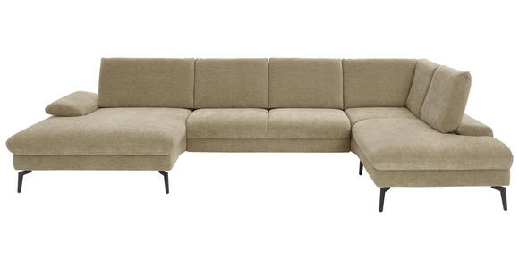 WOHNLANDSCHAFT in Webstoff Beige - Beige/Schwarz, Design, Textil/Metall (157/354/208cm) - Dieter Knoll