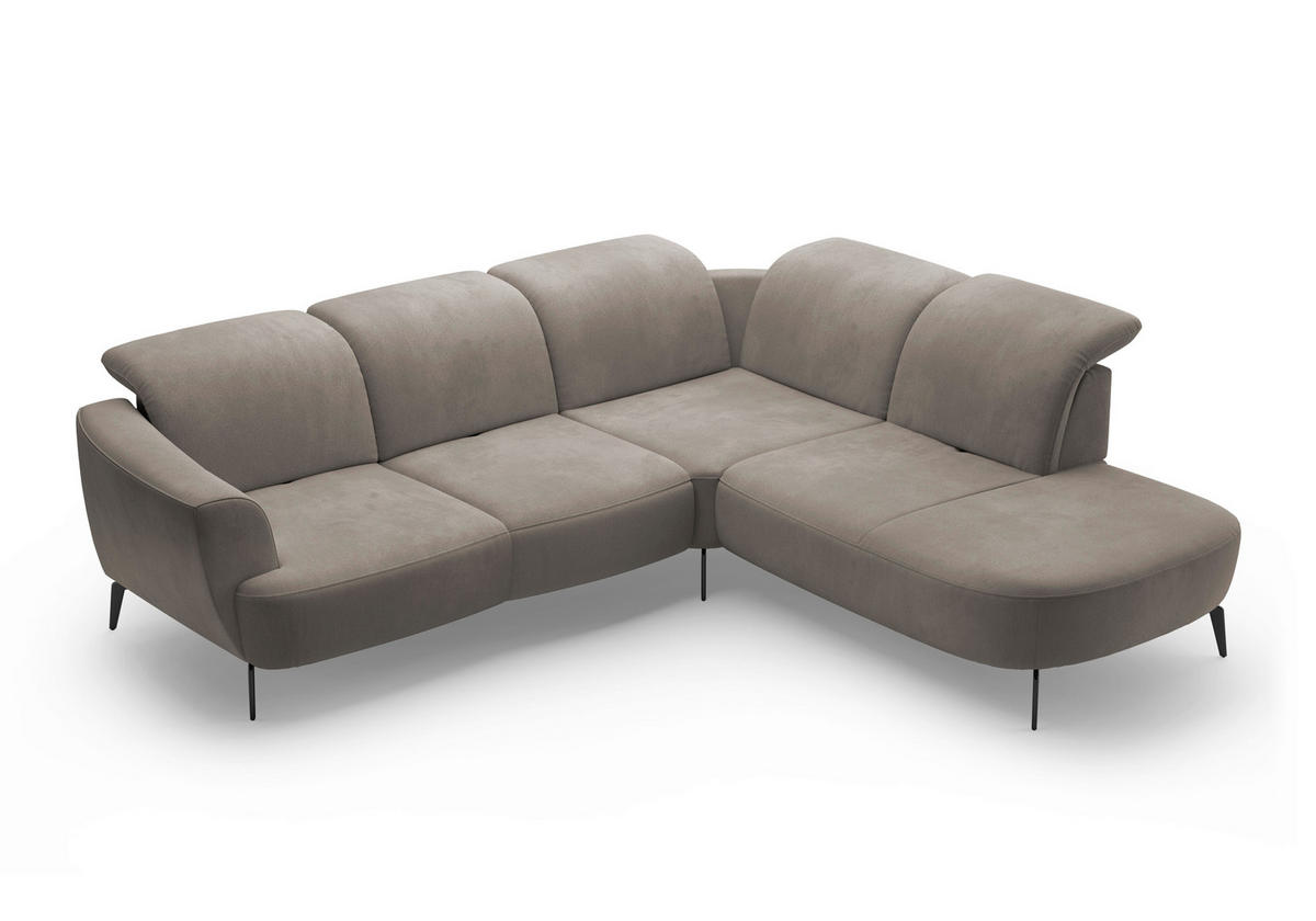 ECKSOFA in Flachgewebe Schlammfarben  300/267 cm  - Schlammfarben/Schwarz, KONVENTIONELL, Textil/Metall (300/267cm) - Sit & More
