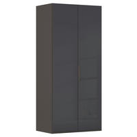 DREHTÜRENSCHRANK 101/223/61 cm,  in Graphitfarben, 2-türig  - Graphitfarben, Basics, Glas/Holzwerkstoff (101/223/61cm) - Novel